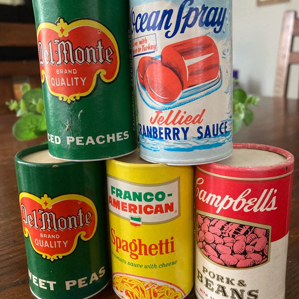 Vintage Pretend Play Food Cardboard Cans